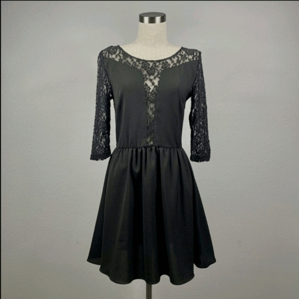 Divided H&M 3/4 Sleeve Black Dress Size 8